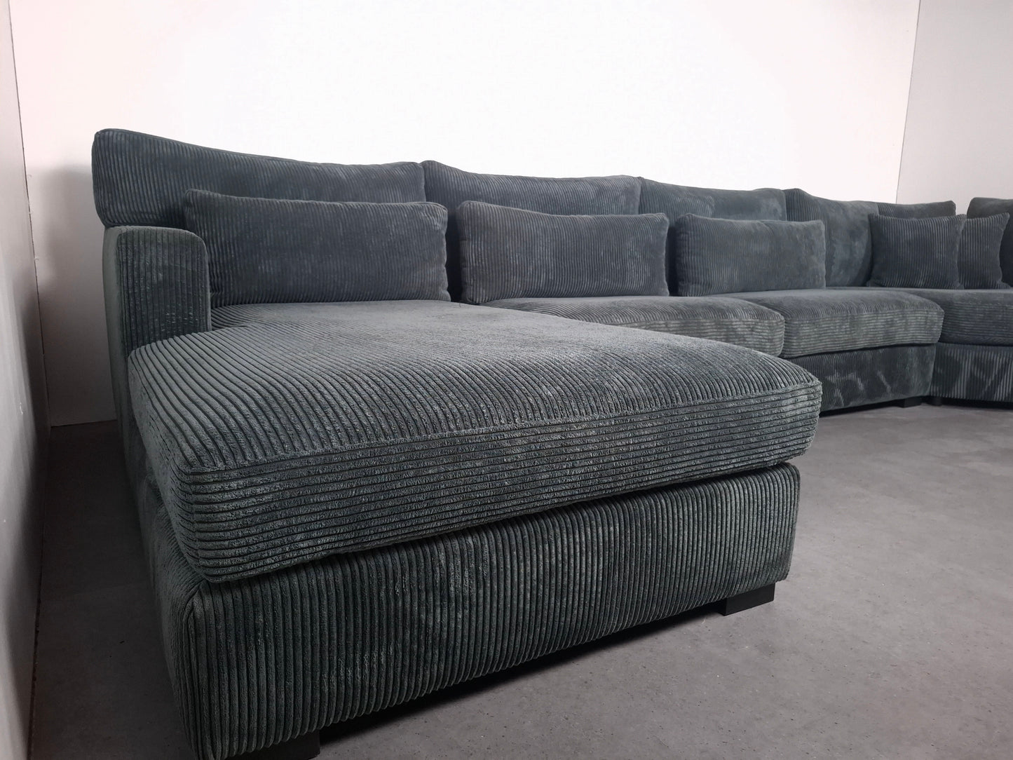 Unieke Ribstof U Hoekbank | Vergrijsd blauw