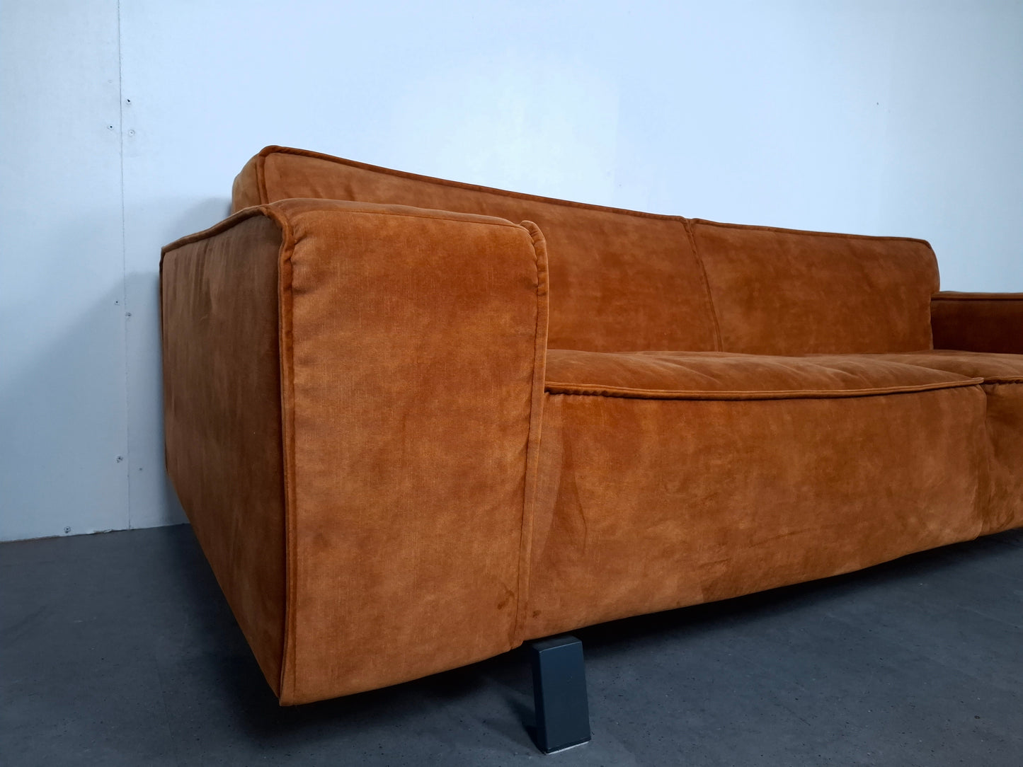 Velourse 4 zits Bank | Honing geel / Terracotta