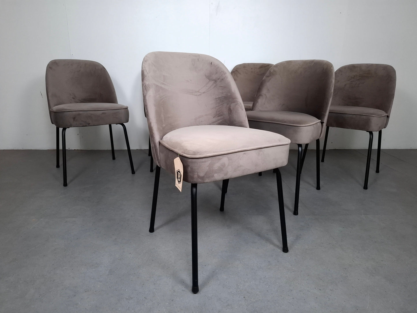 Set van 6 BePureHome Vogue Nougat Stoelen (Nieuw) | Grijs