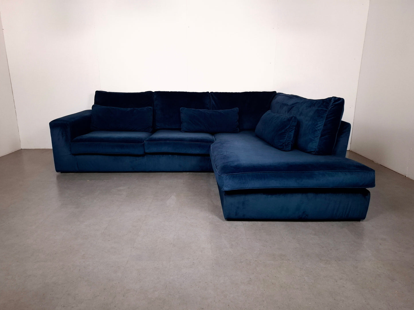 Velourse Hoekbank | Diep blauw