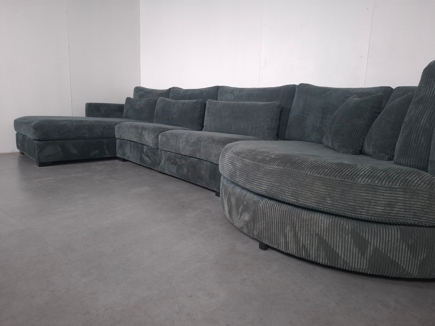 Unieke Ribstof U Hoekbank | Vergrijsd blauw