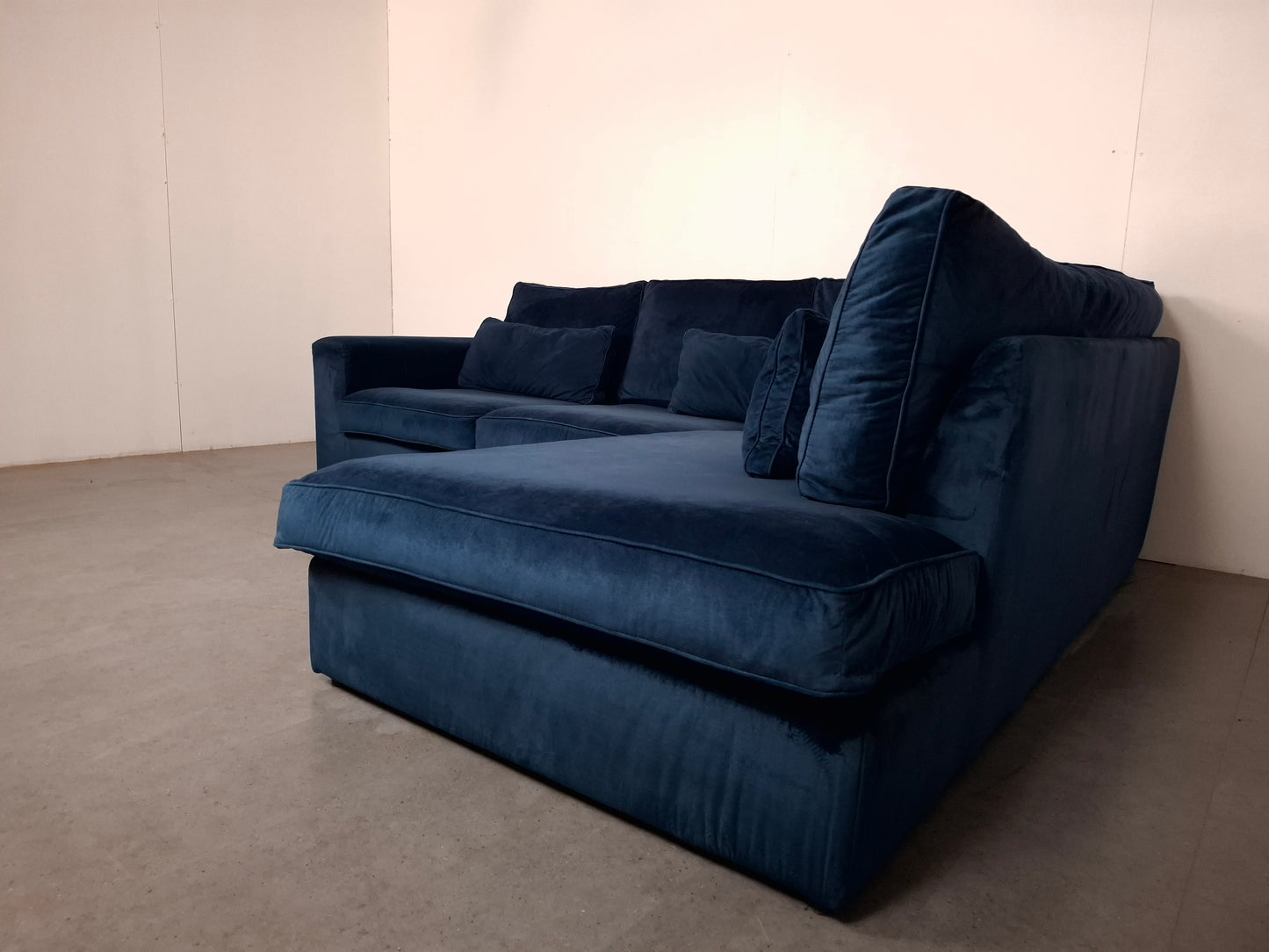 Velourse Hoekbank | Diep blauw