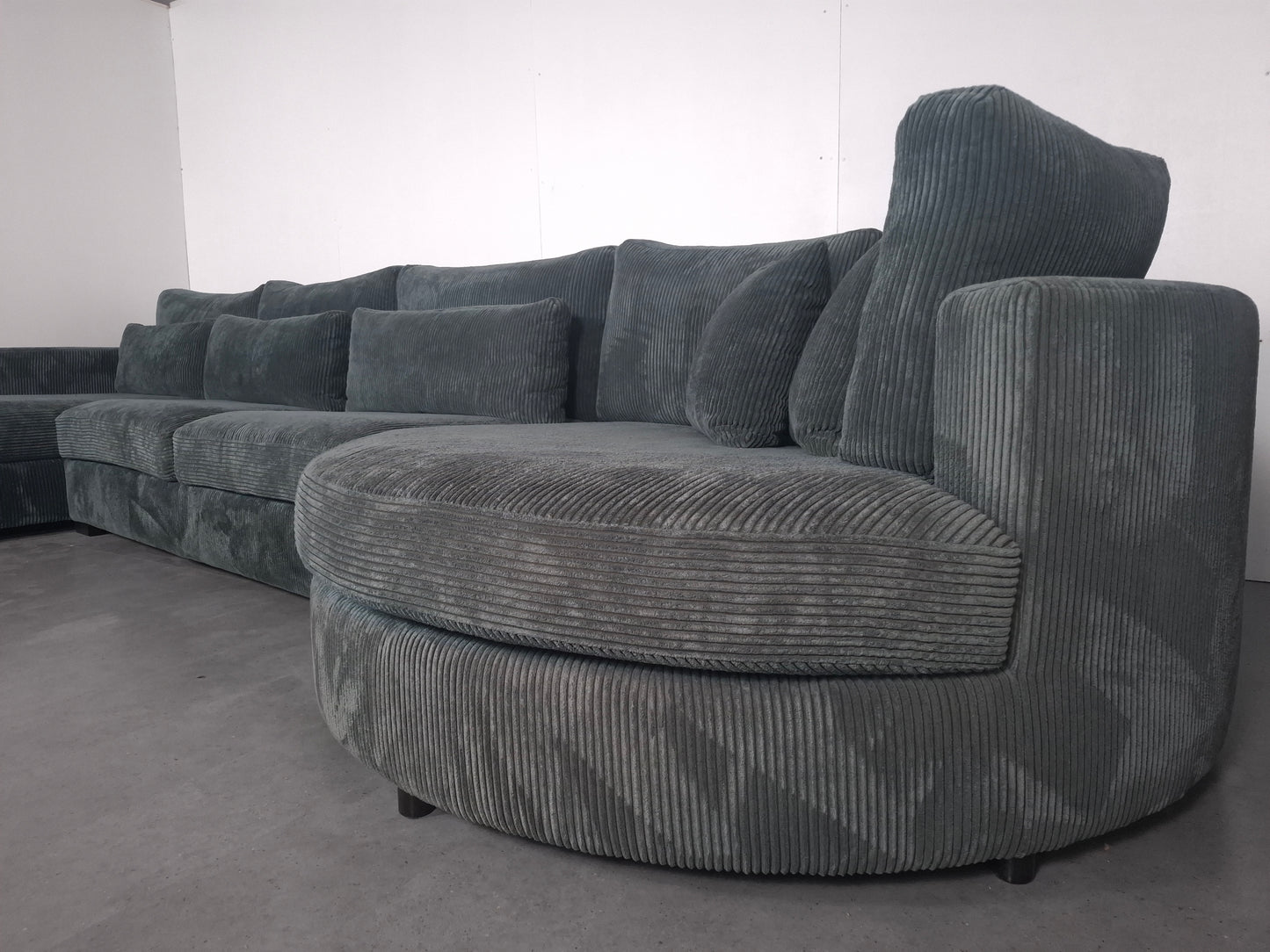 Unieke Ribstof U Hoekbank | Vergrijsd blauw