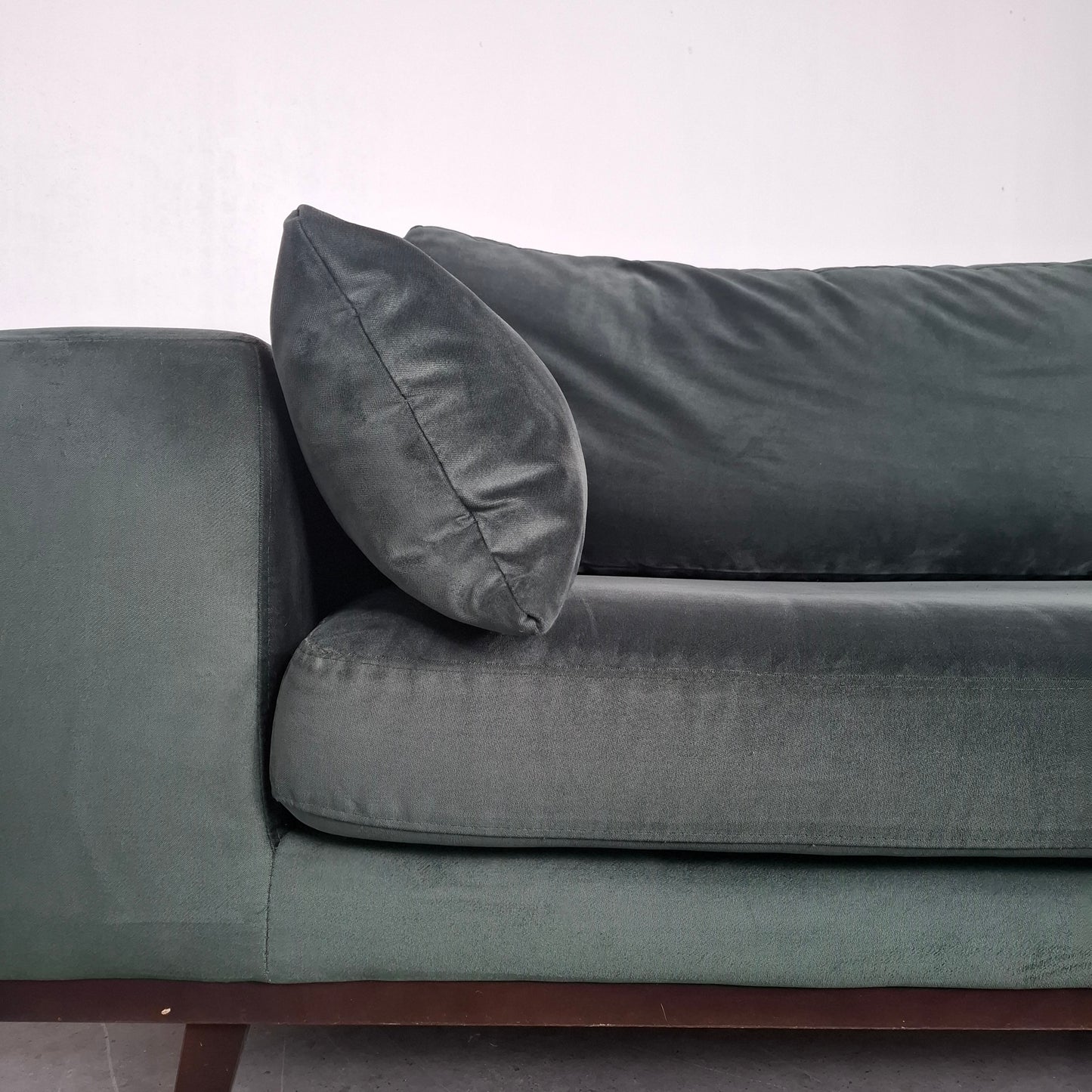 Velourse Retro-look 4 zits bank met hocker | Smaragd groen
