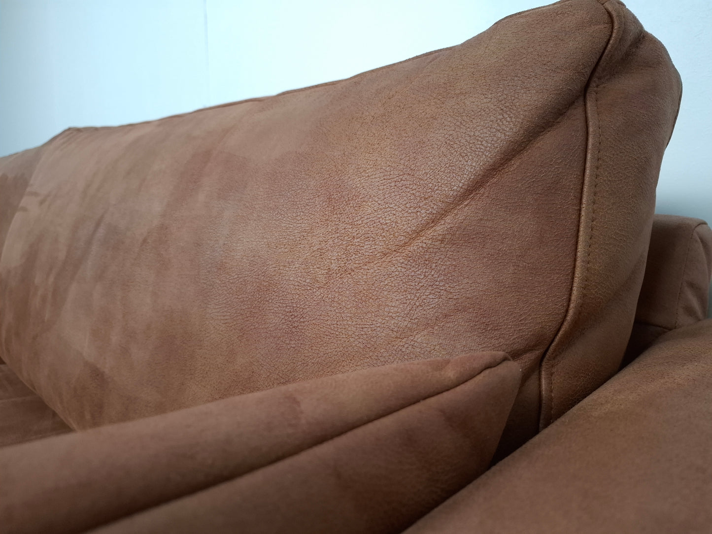 Retro look bank met hocker van Eco Leder | Cognac bruin