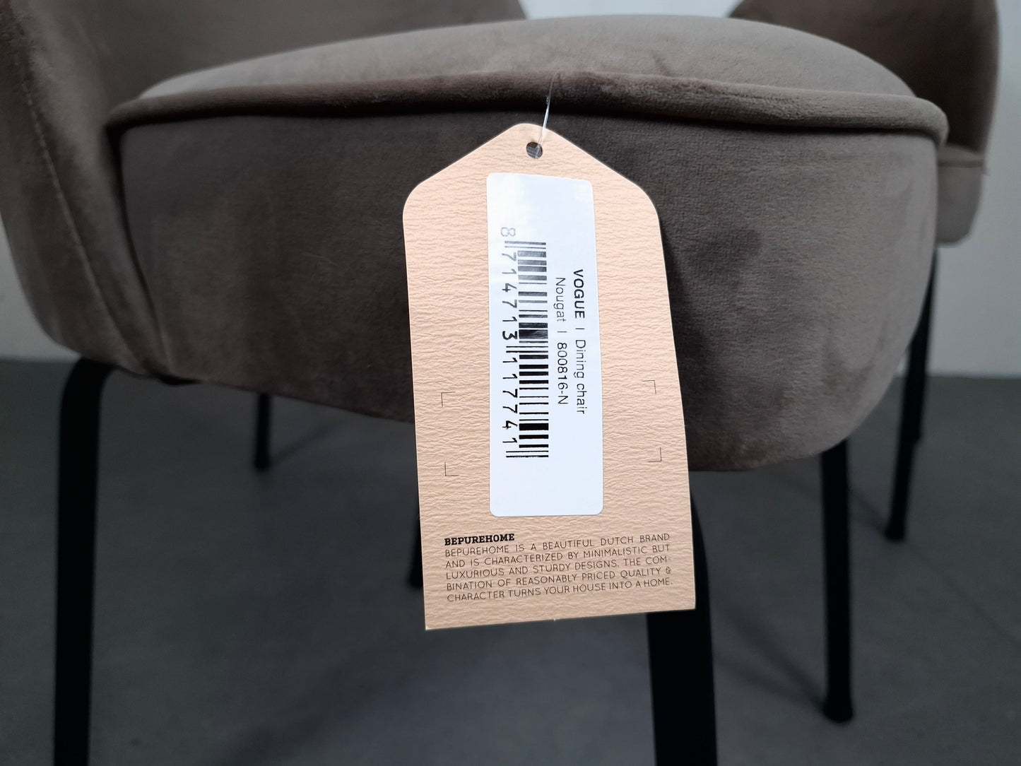 Set van 6 BePureHome Vogue Nougat Stoelen (Nieuw) | Grijs