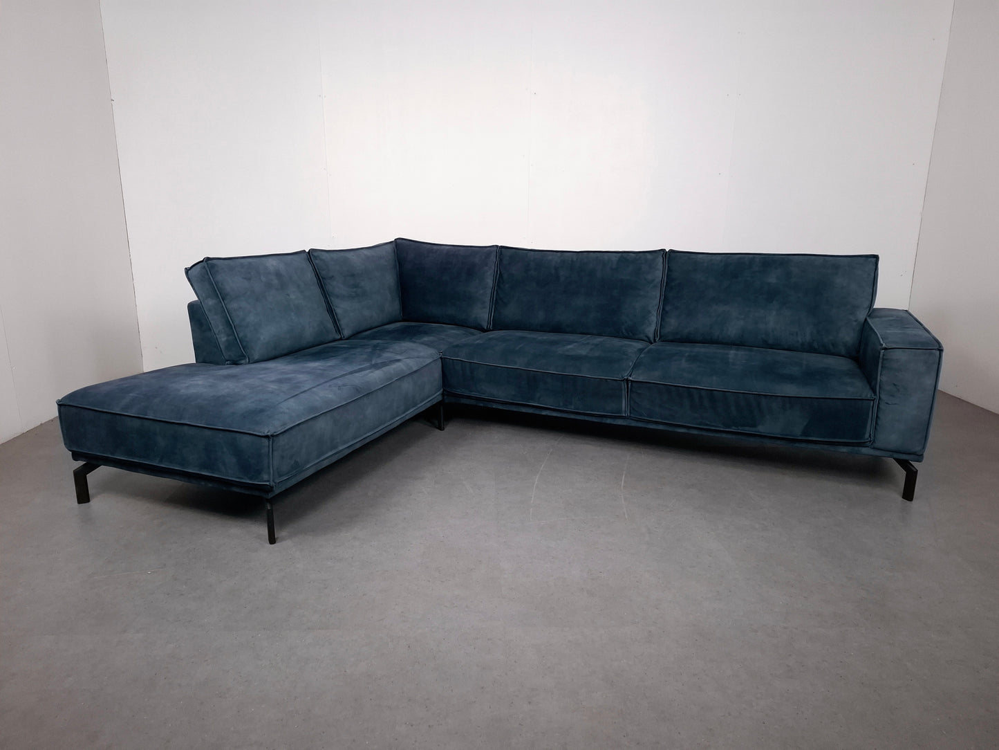 Velourse hoekbank | Petrol blauw