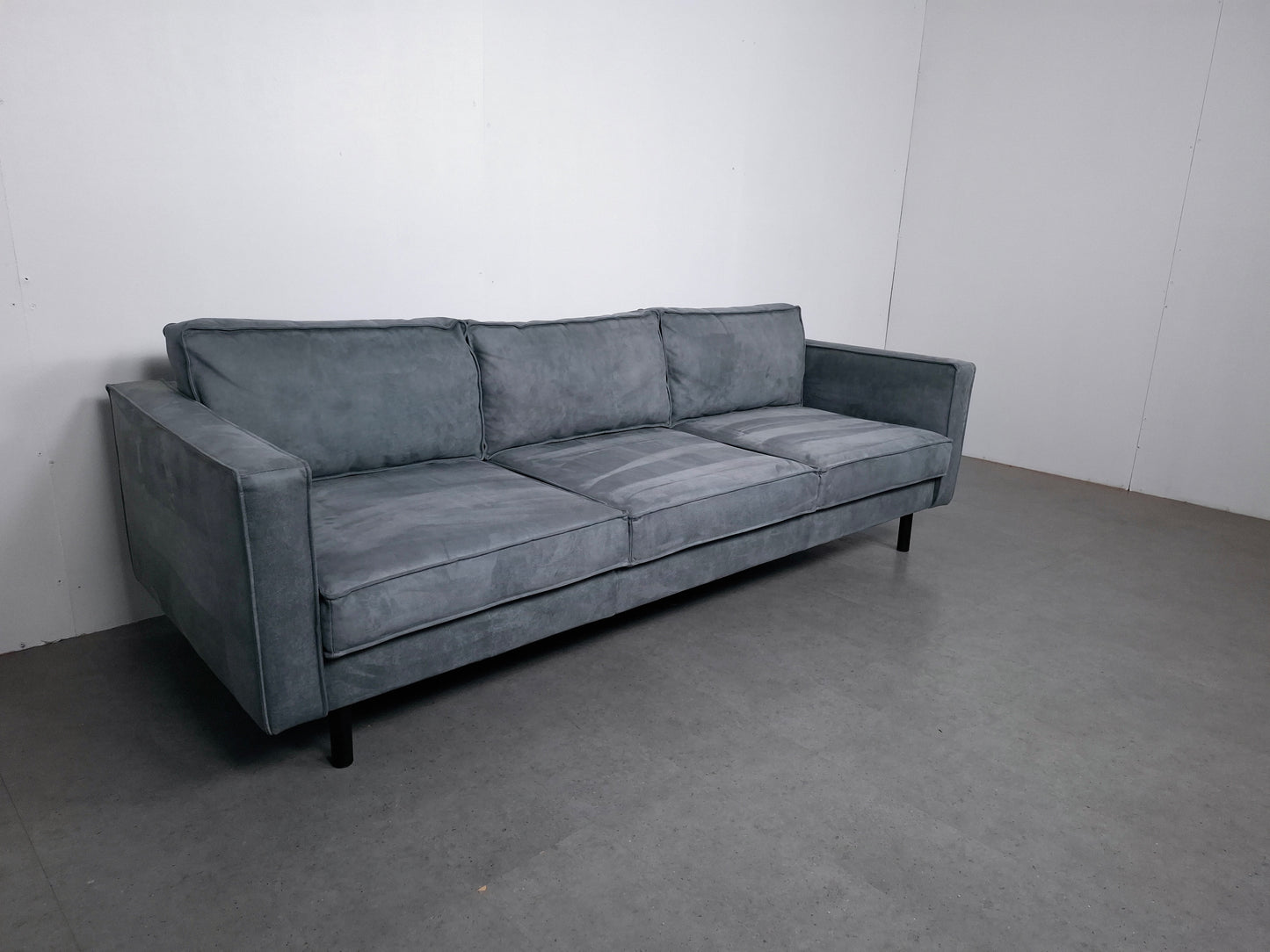 Microleder 3 zits bank | Vergrijsd blauw