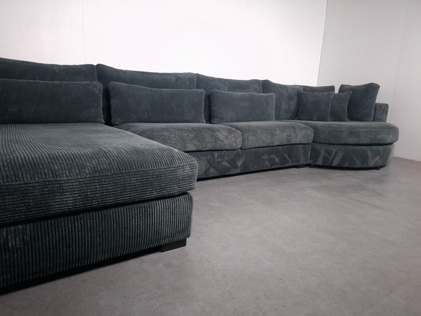 Unieke Ribstof U Hoekbank | Vergrijsd blauw