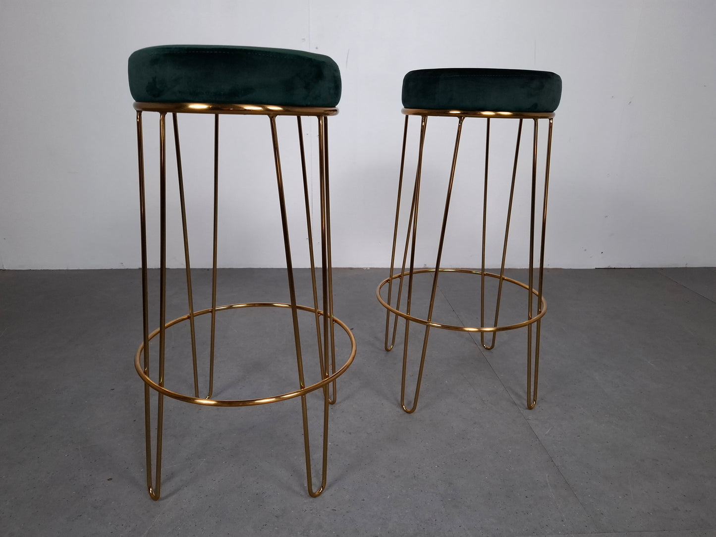 Set van 2 Velourse Krukken | Groen / Goud