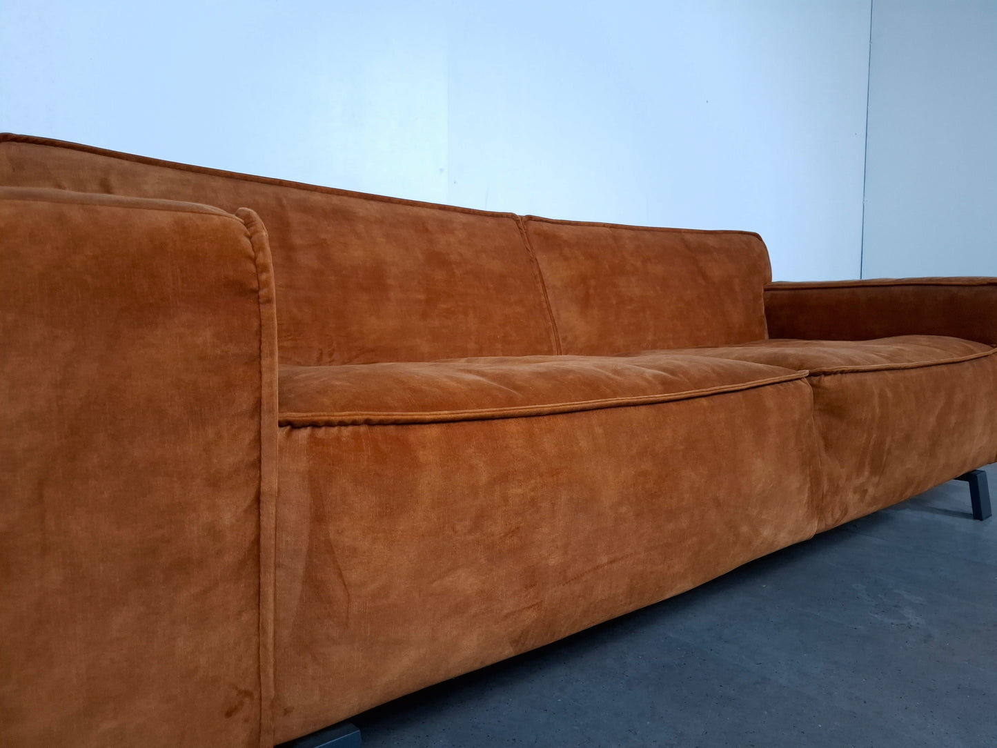 Velourse 4 zits Bank | Honing geel / Terracotta