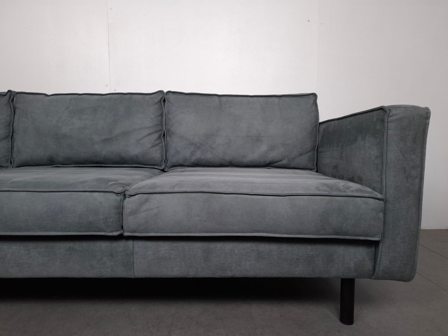 Microleder 3 zits bank | Vergrijsd blauw