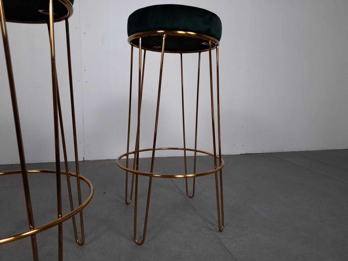 Set van 2 Velourse Krukken | Groen / Goud