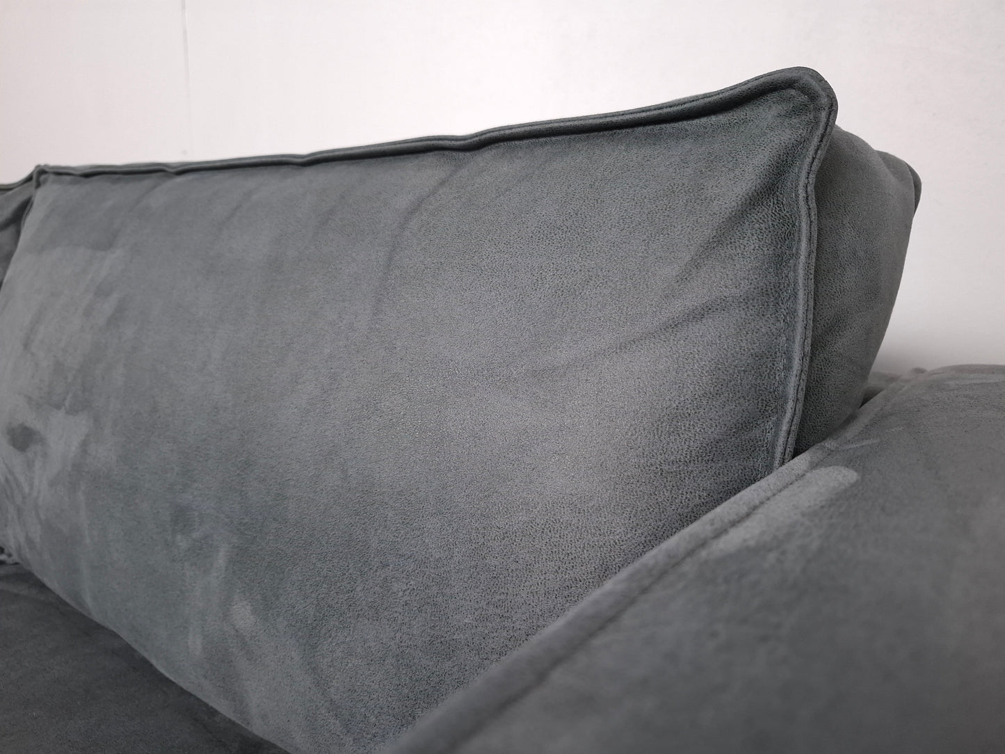 Microleder 3 zits bank | Vergrijsd blauw