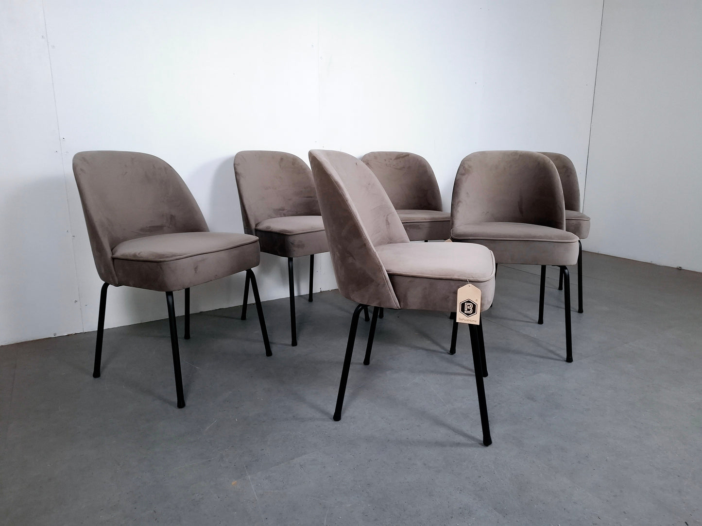 Set van 6 BePureHome Vogue Nougat Stoelen (Nieuw) | Grijs