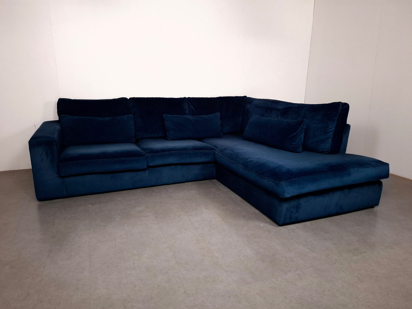 Velourse Hoekbank | Diep blauw