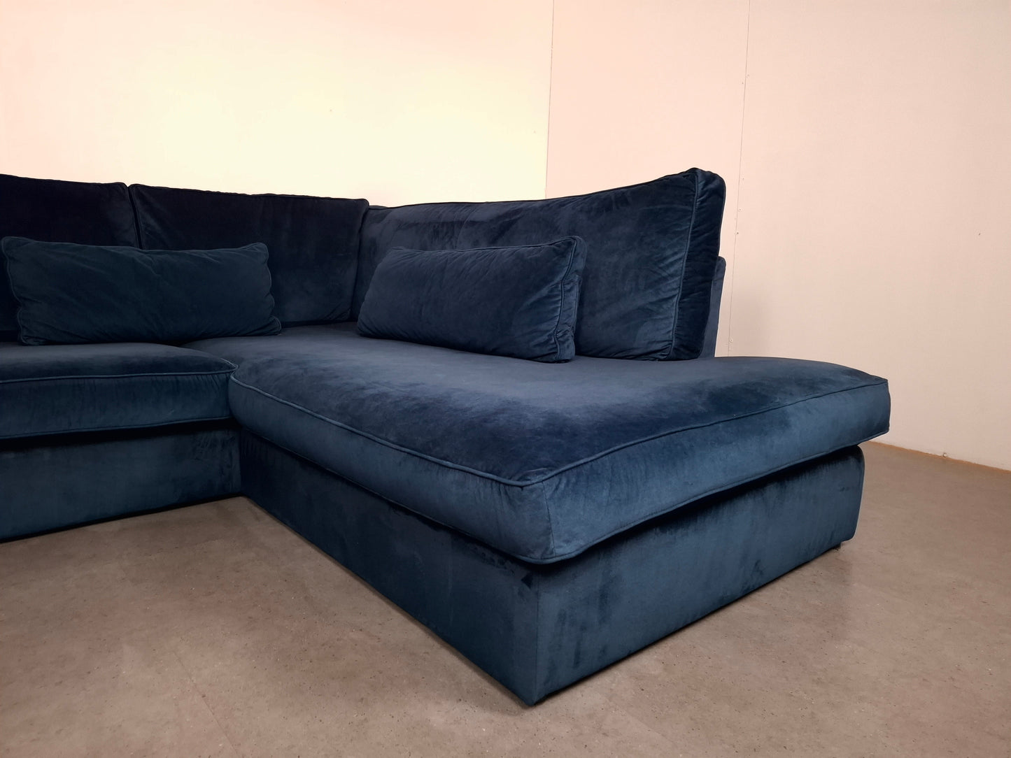 Velourse Hoekbank | Diep blauw