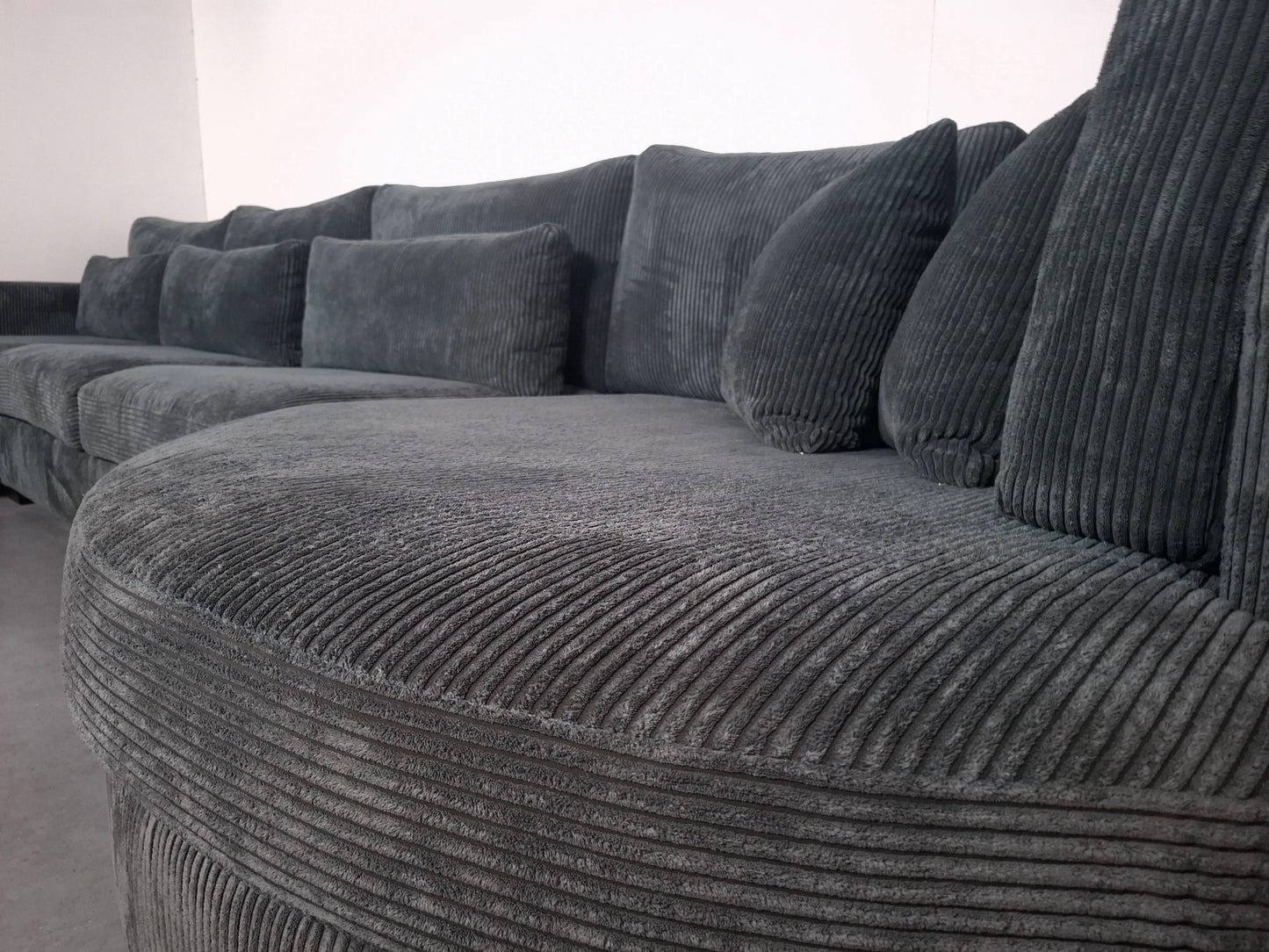 Unieke Ribstof U Hoekbank | Vergrijsd blauw