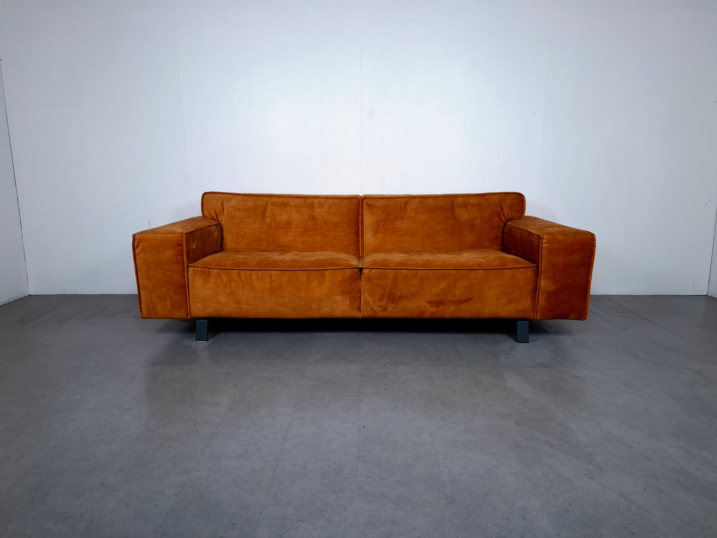 Velourse 4 zits Bank | Honing geel / Terracotta