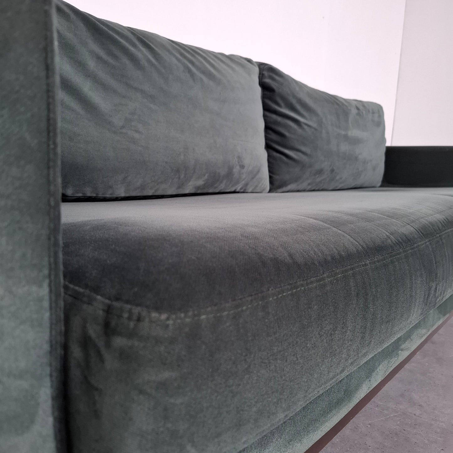 Velourse Retro-look 4 zits bank met hocker | Smaragd groen