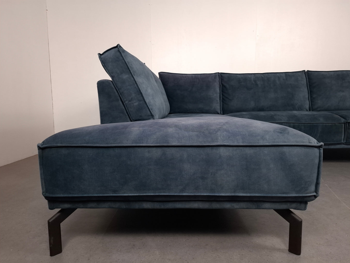 Velourse hoekbank | Petrol blauw