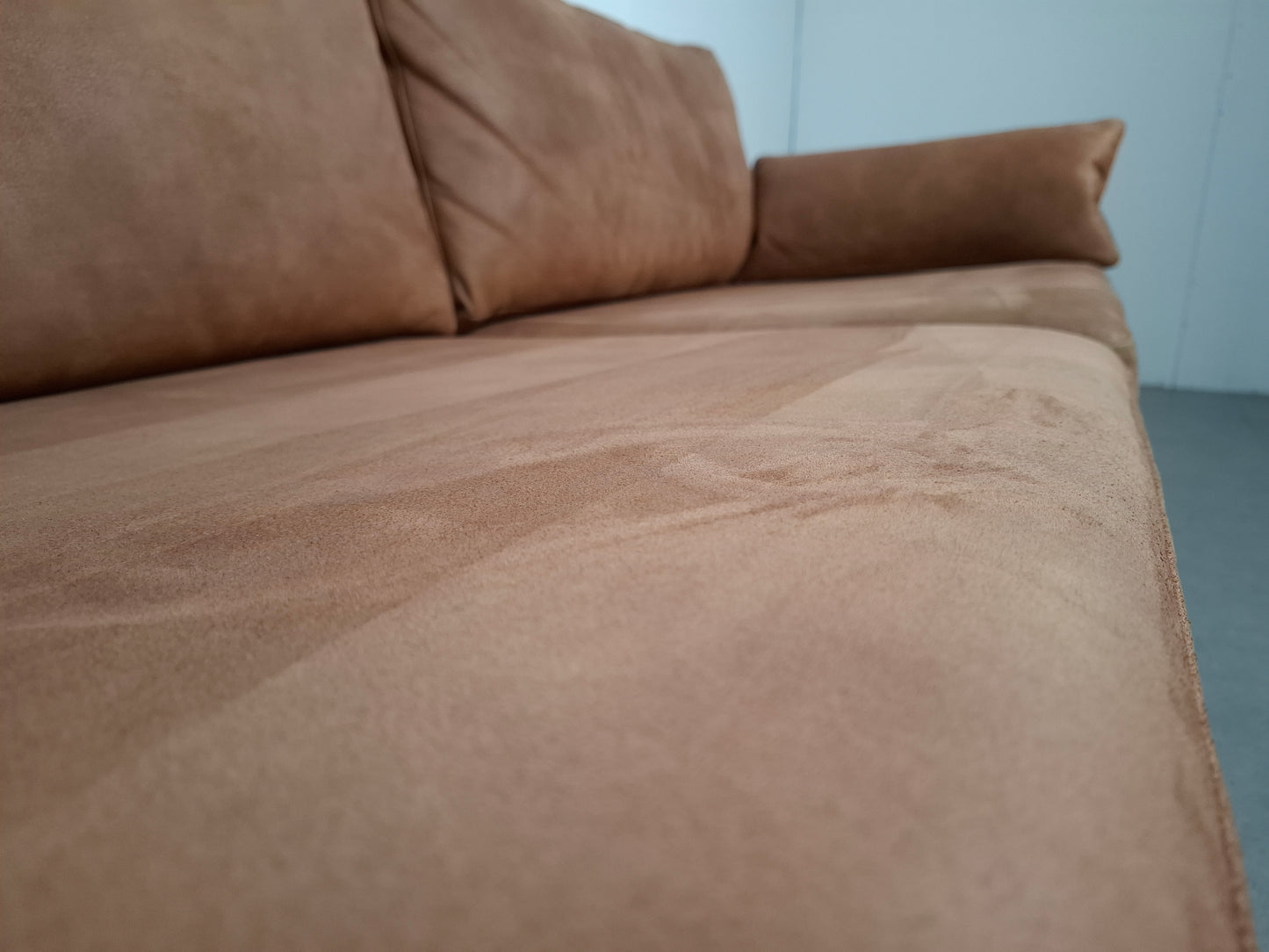 Retro look bank met hocker van Eco Leder | Cognac bruin