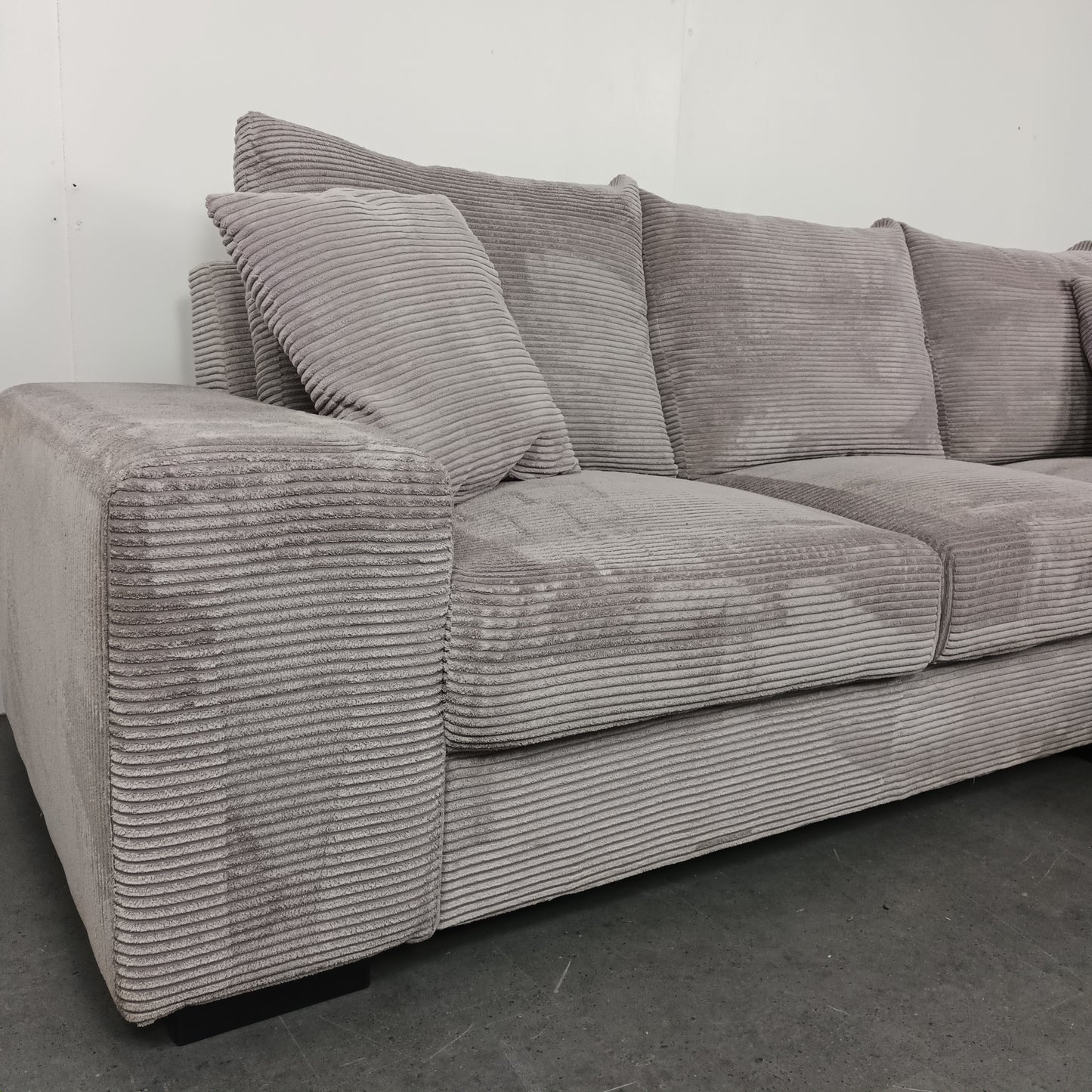 Ribstof hoekbank 3 zits | Wit