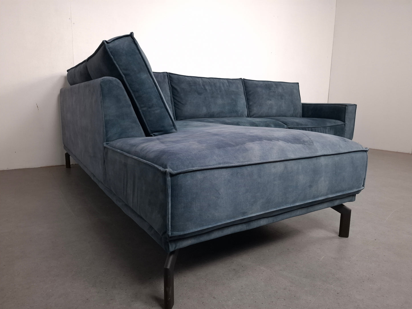 Velourse hoekbank | Petrol blauw