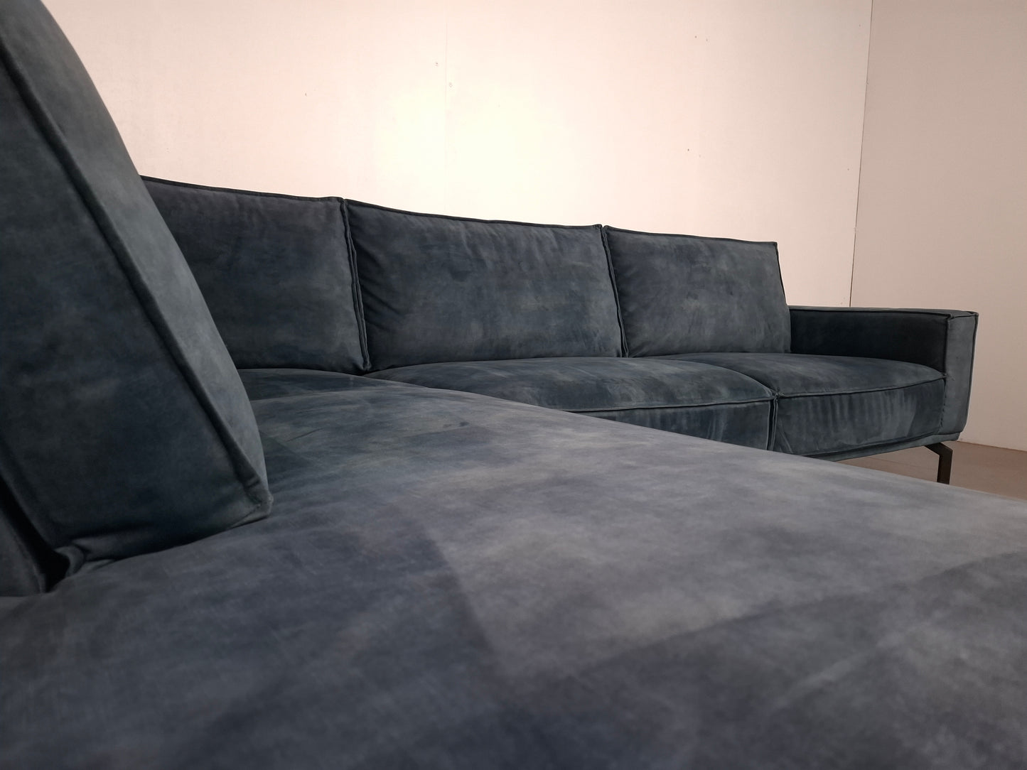 Velourse hoekbank | Petrol blauw