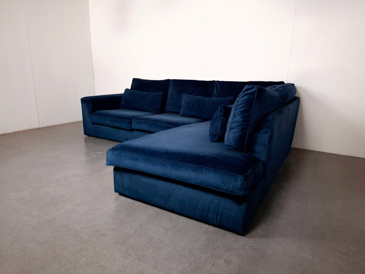 Velourse Hoekbank | Diep blauw