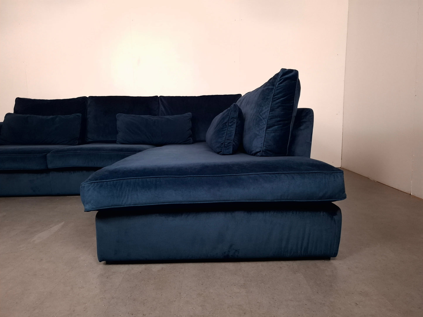 Velourse Hoekbank | Diep blauw