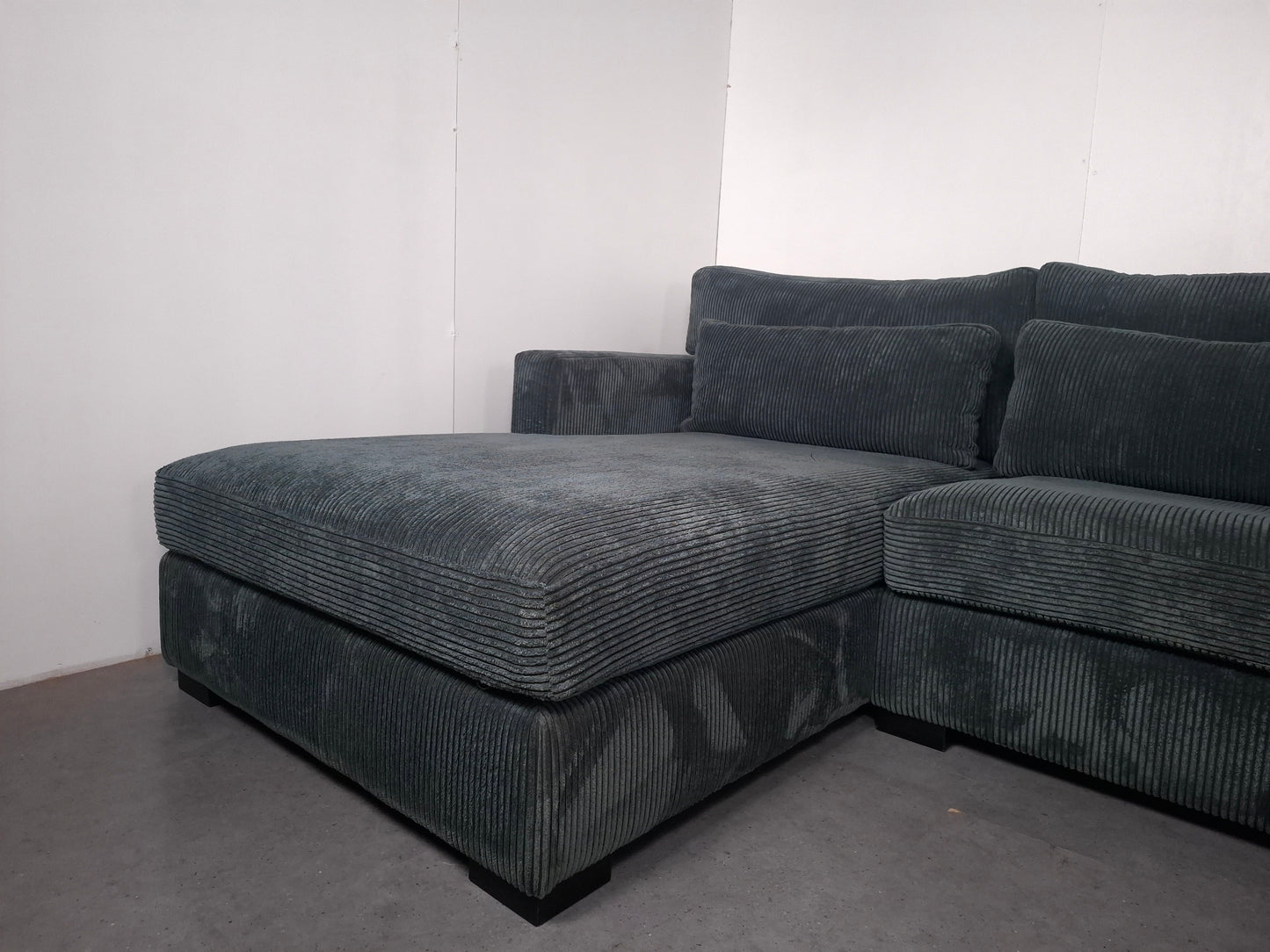 Unieke Ribstof U Hoekbank | Vergrijsd blauw