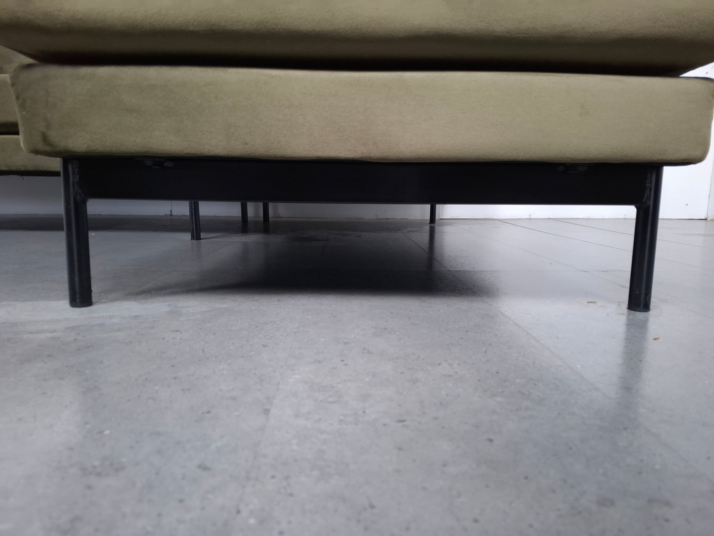 Velourse 3 zits hoekbank | Mosgroen