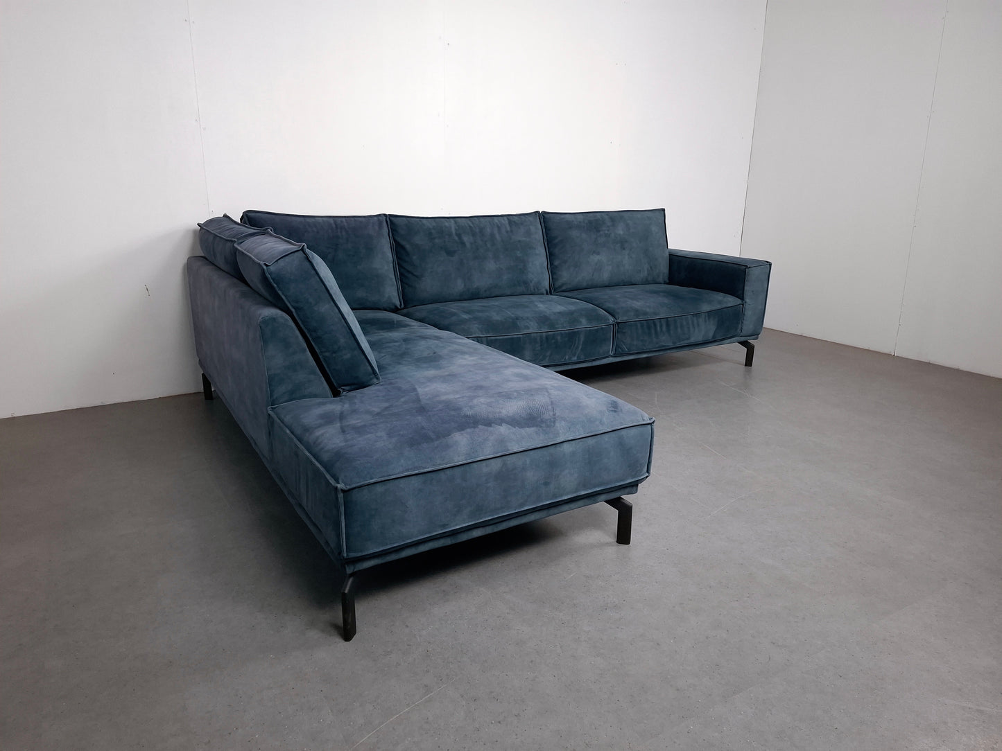 Velourse hoekbank | Petrol blauw