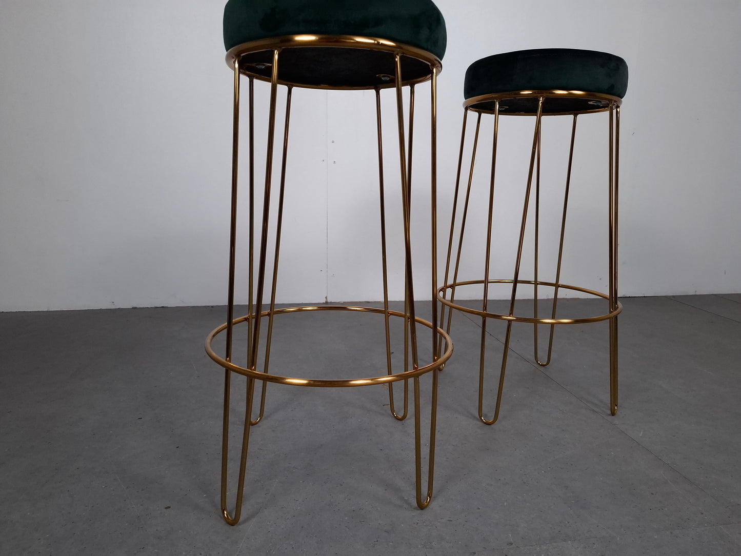 Set van 2 Velourse Krukken | Groen / Goud