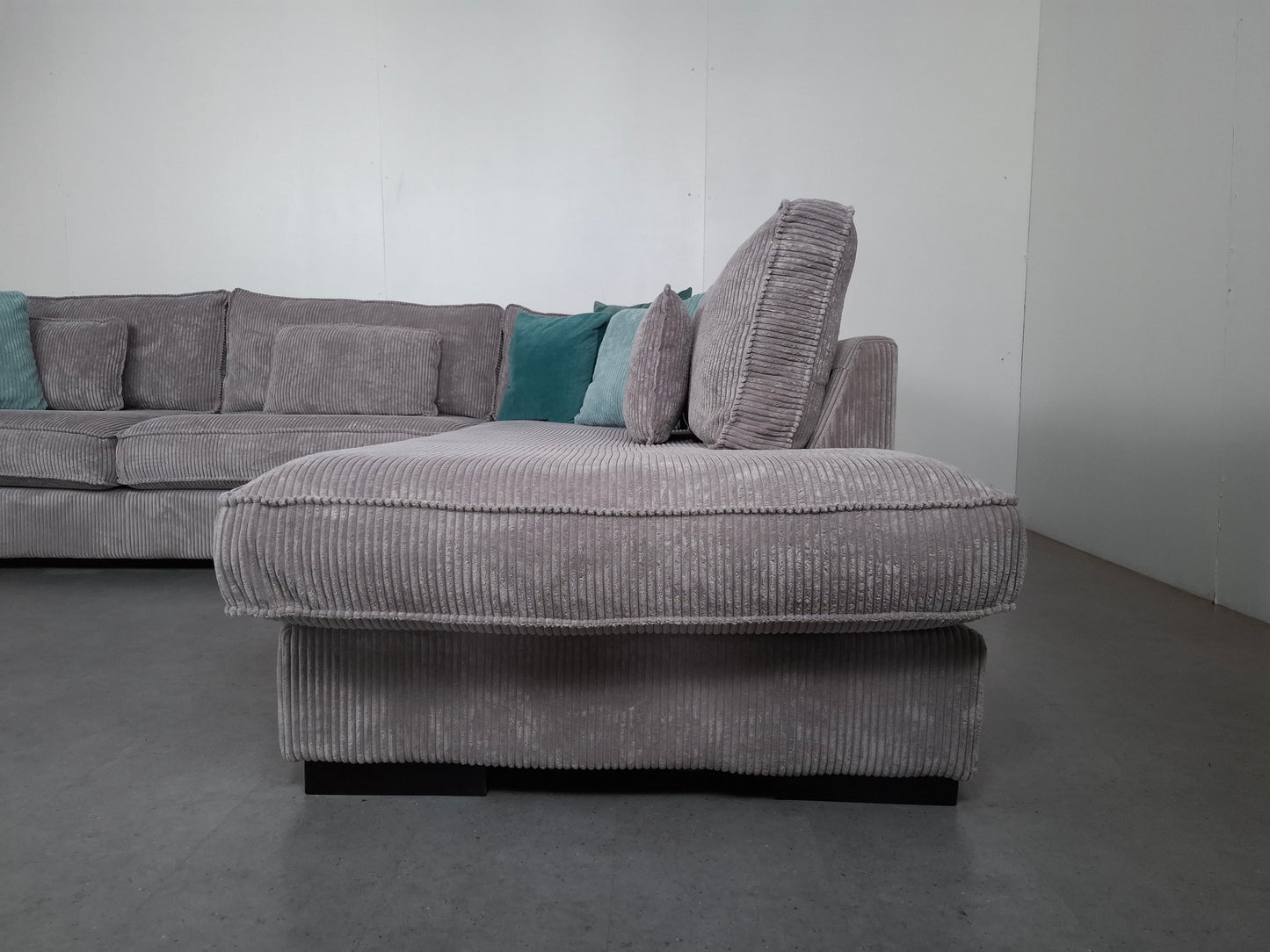 Ribstof hoekbank | Vergrijsd wit