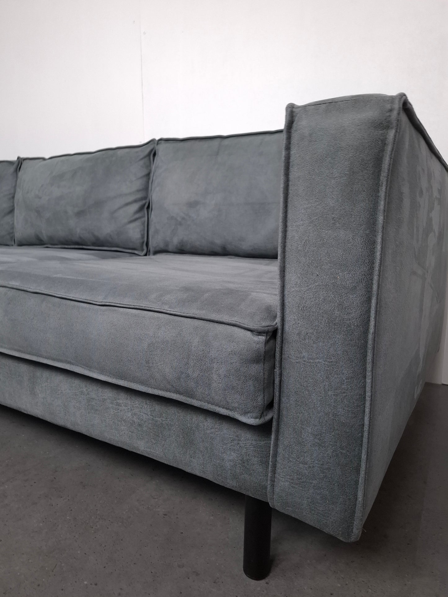 Microleder 3 zits bank | Vergrijsd blauw