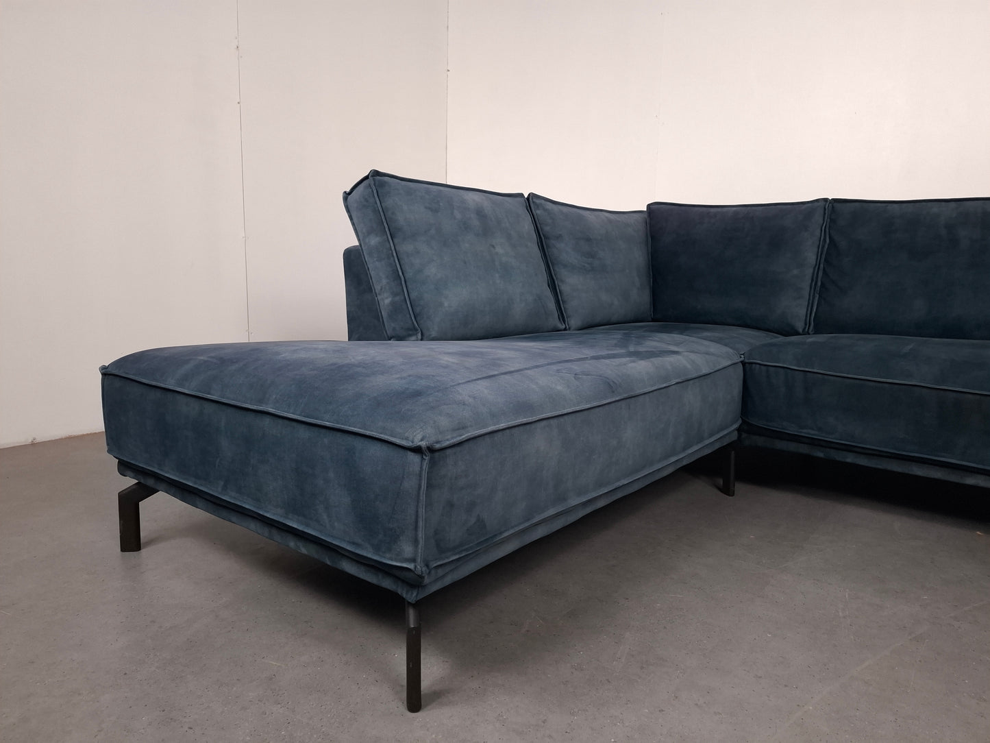 Velourse hoekbank | Petrol blauw