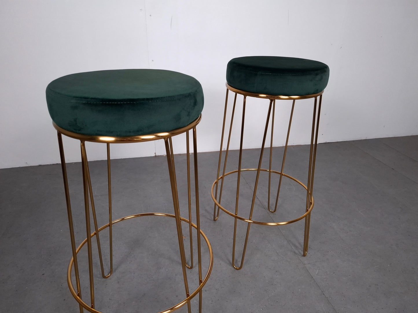 Set van 2 Velourse Krukken | Groen / Goud