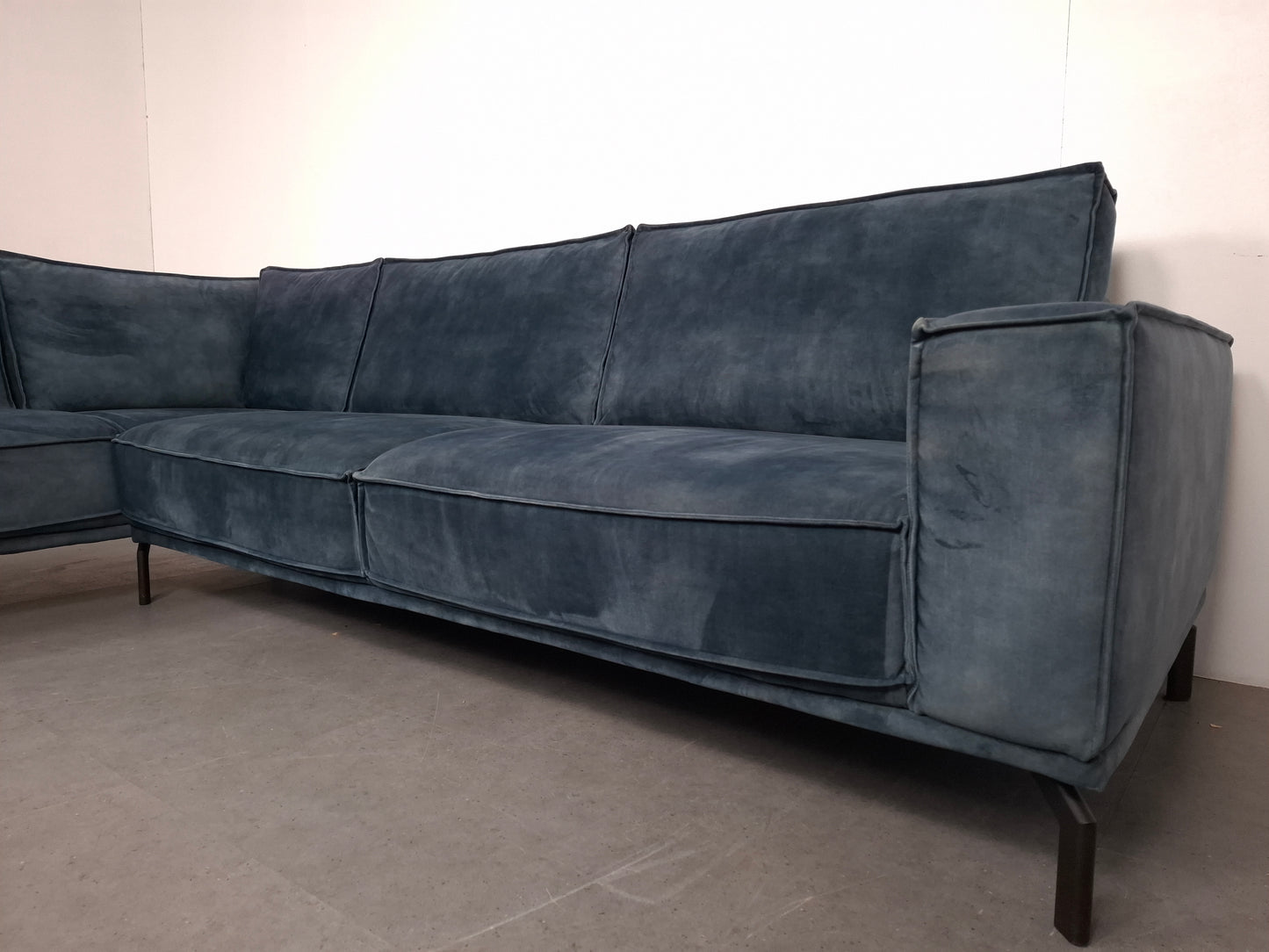Velourse hoekbank | Petrol blauw