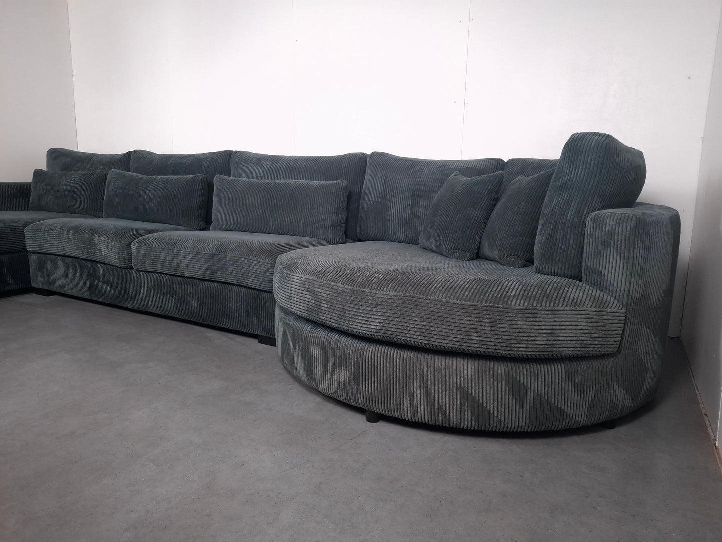 Unieke Ribstof U Hoekbank | Vergrijsd blauw