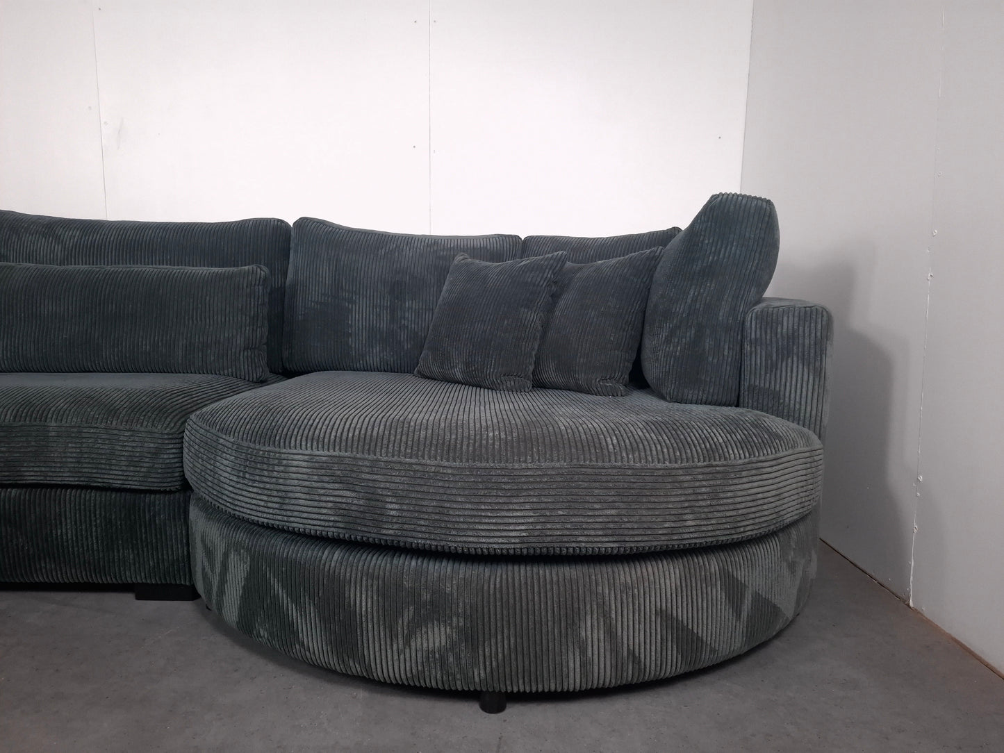 Unieke Ribstof U Hoekbank | Vergrijsd blauw