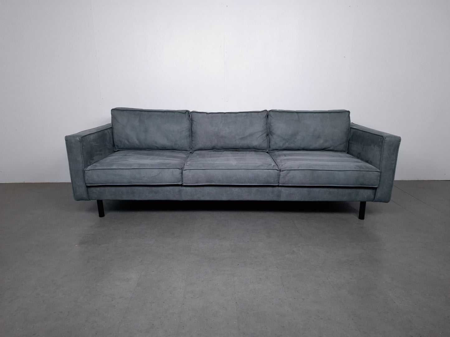 Microleder 3 zits bank | Vergrijsd blauw