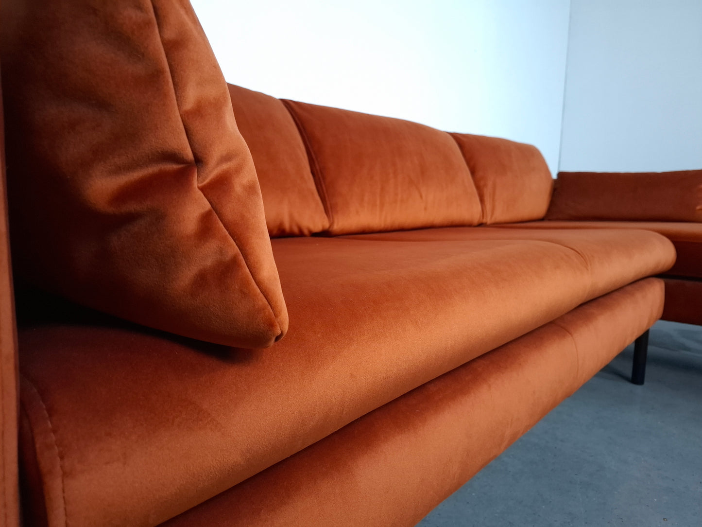 NOUS Living 3 zits hoekbank velvet | Oranje