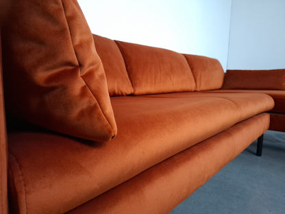 NOUS Living 3 zits hoekbank velvet | Oranje
