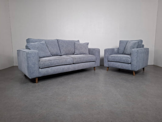 Riviera Maison Kendall set: bank en stoel | Licht blauw