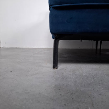 Velourse hoekbank | Donker blauw
