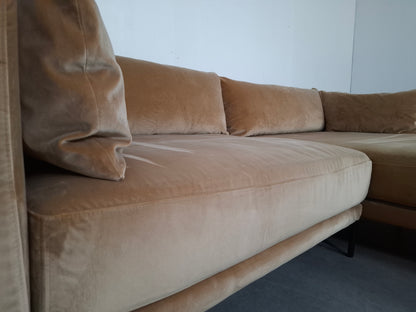 Sofacompany Hoekbank Velourse | Goud / creme