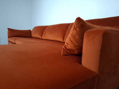 NOUS Living 3 zits hoekbank velvet | Oranje