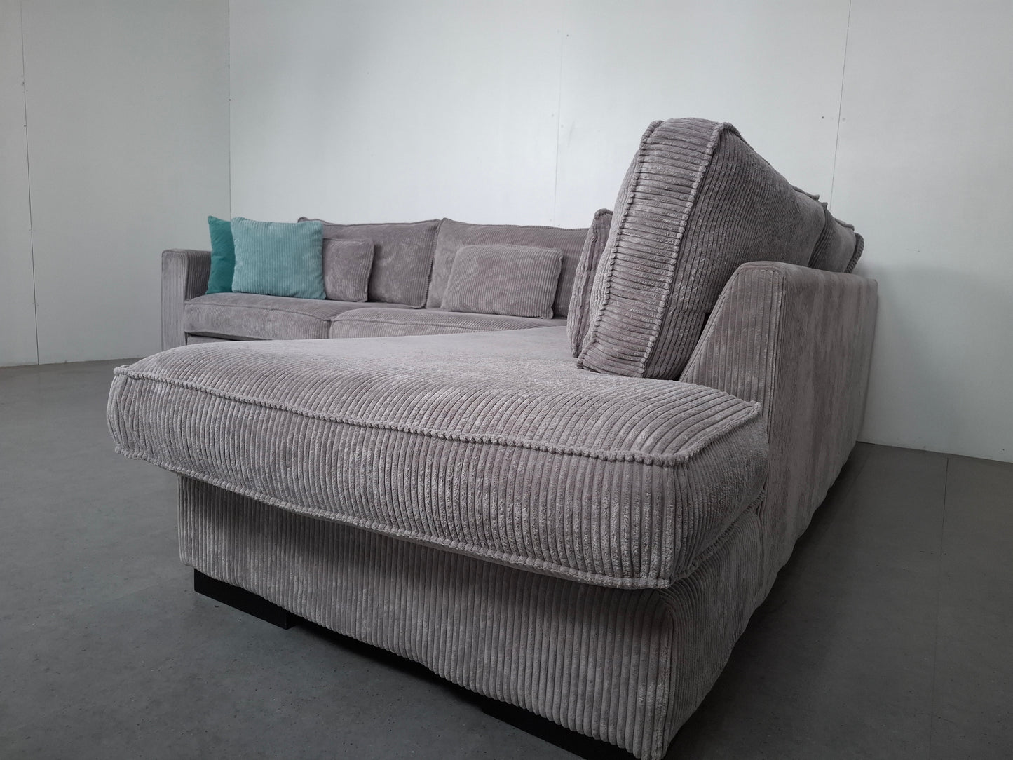 Ribstof hoekbank | Vergrijsd wit